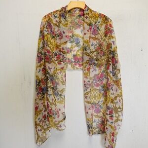 Whimsical Floral Scarf Shawl Boho Fairy Wrap Rose Garden Summer MAX EDITION